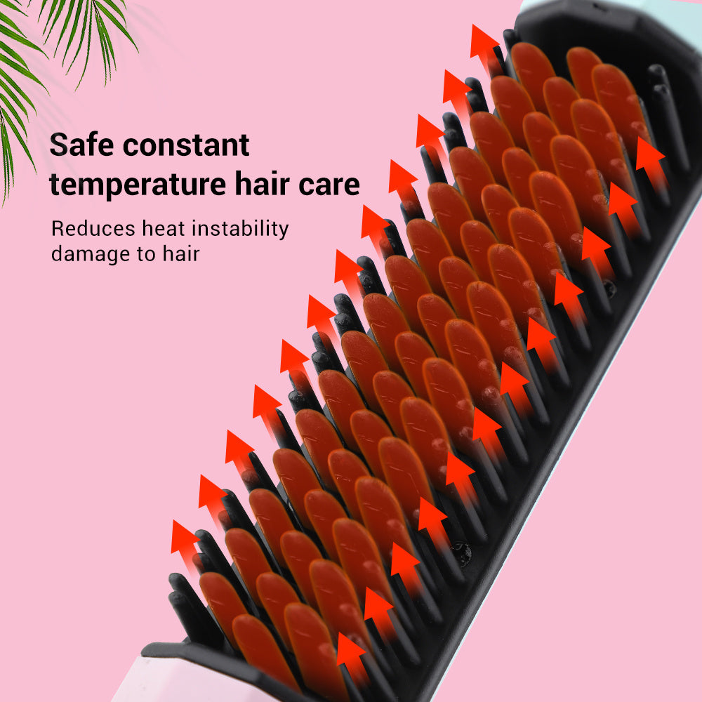 Rechargeable Wireless Straightening Comb – Dual-Purpose Hair Curler & Straightener with USB Charging