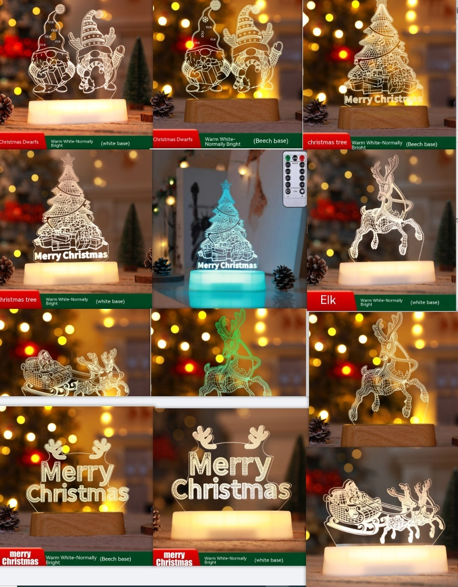 3D Acrylic LED Night Light Christmas Decoration Lamp