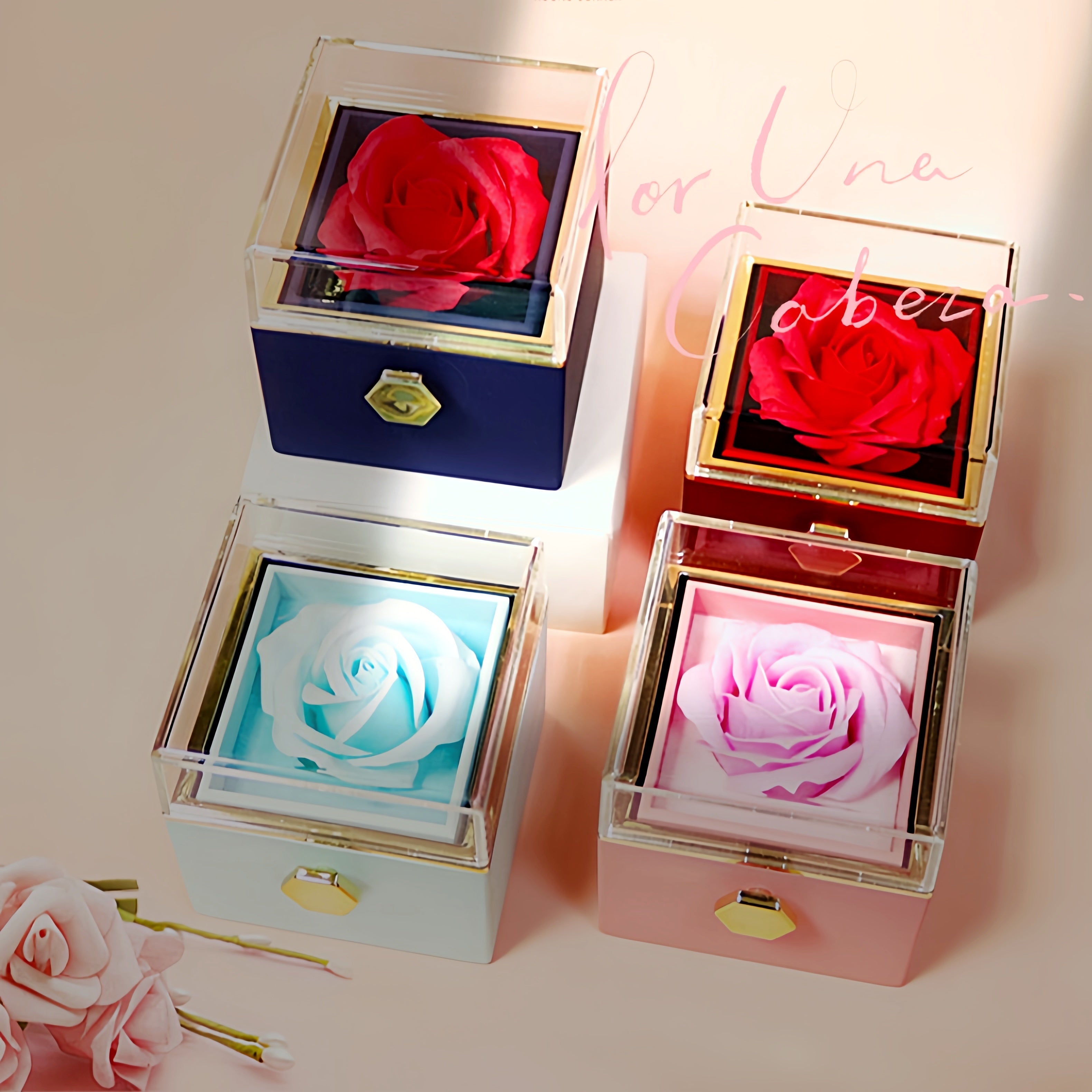 Rotating Rose Soap Flower Gift Box Jewelry Packaging