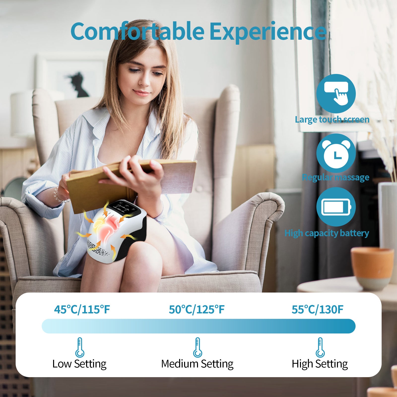 Electric Heating Knee Massager Pain Relief Device