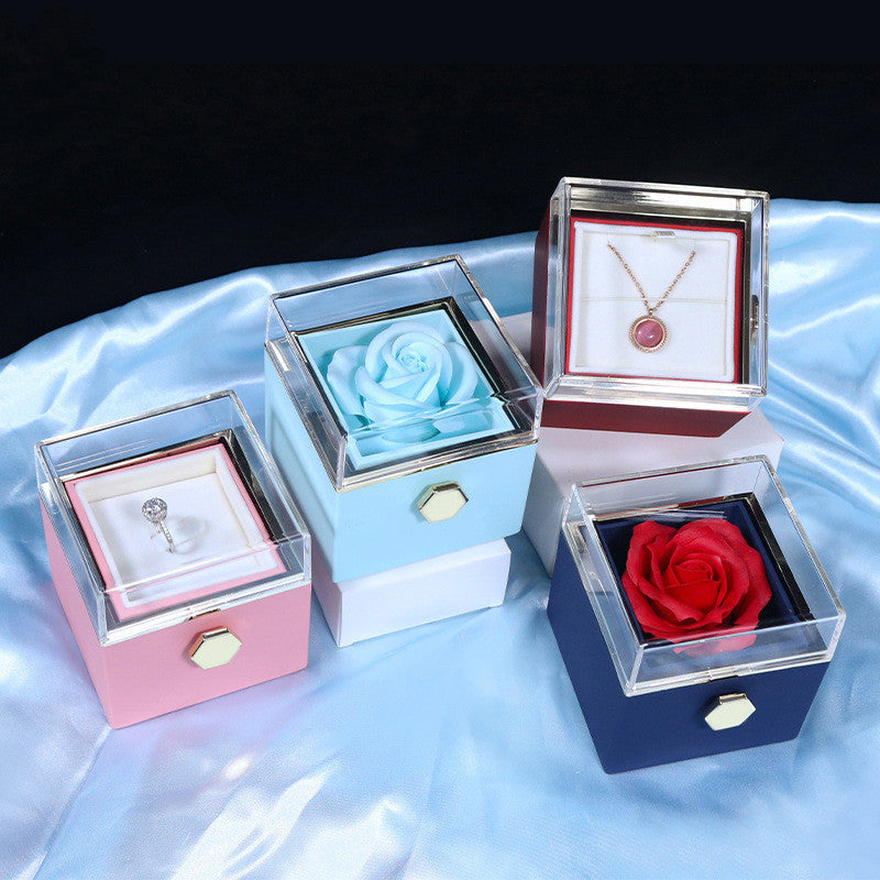 Rotating Rose Soap Flower Gift Box Jewelry Packaging