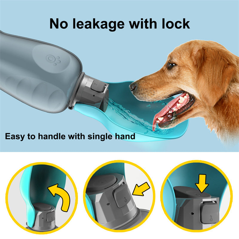 800ml Portable Dog Water Bottle with Foldable Bowl – Leakproof for Outdoor Walking