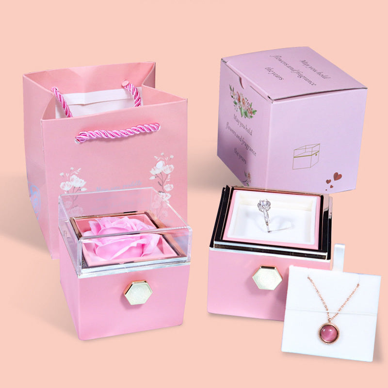 Rotating Rose Soap Flower Gift Box Jewelry Packaging
