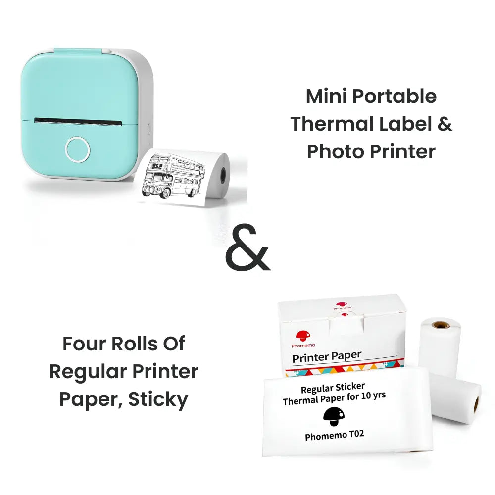 Mini Portable Thermal Label & Photo Printer – Bluetooth-Compatible, Home & Student Use