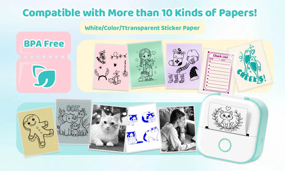 Phomemo T02 Mini Thermal Printer – Wireless Pocket Printer for DIY, Journals & Gifts