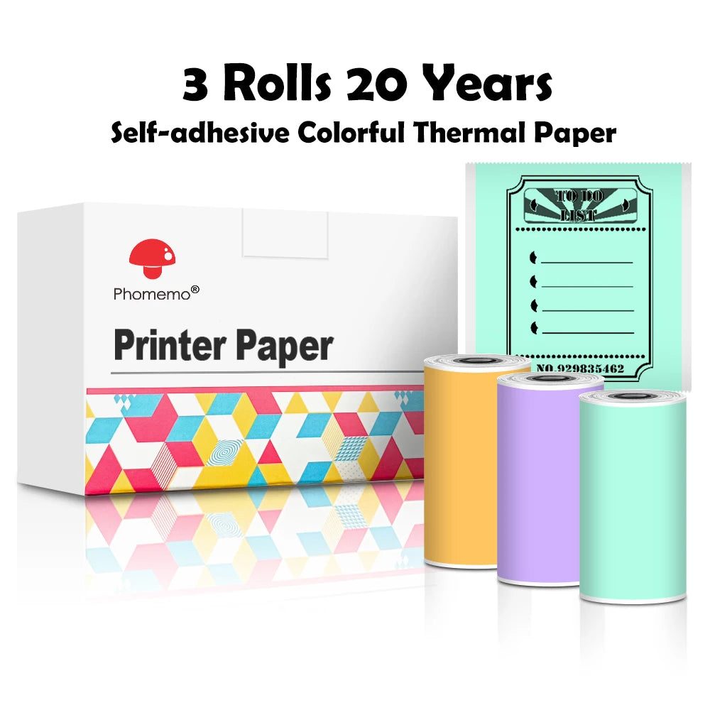 Phomemo T02/M02X Thermal Sticker Paper Roll – Self-Adhesive, 50mm x 3.5m