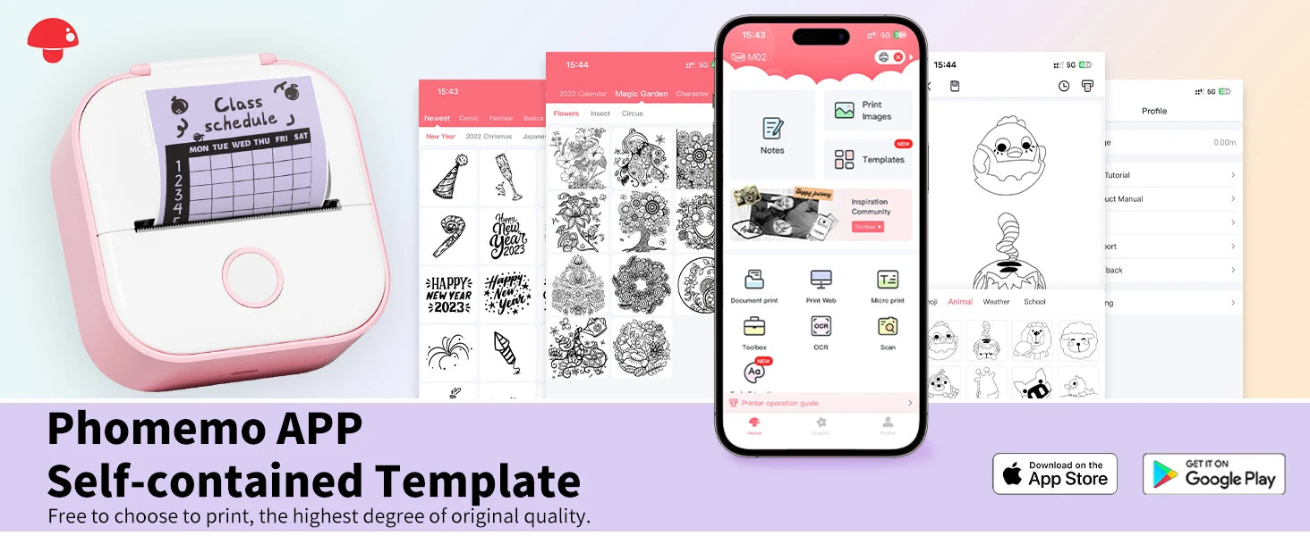 Phomemo T02/M02X Thermal Sticker Paper Roll – Self-Adhesive, 50mm x 3.5m