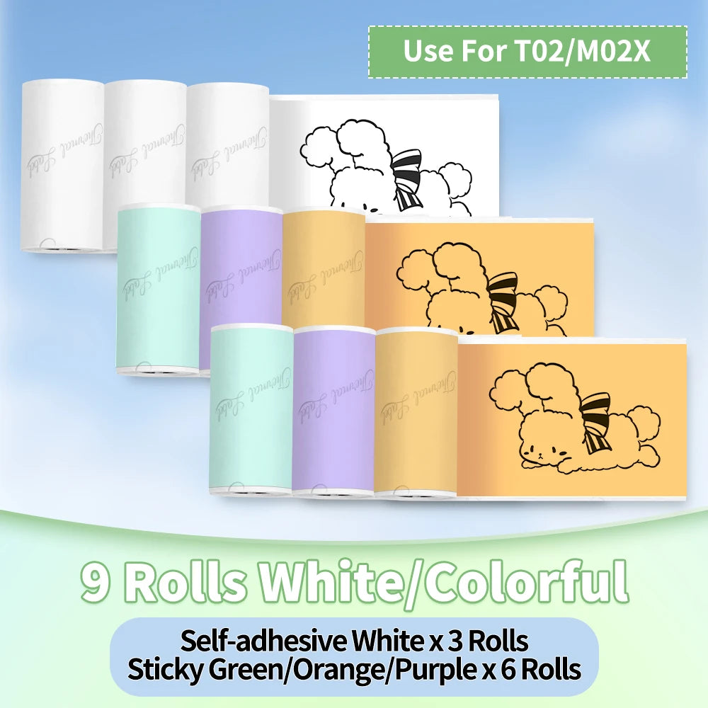 Phomemo T02/M02X Thermal Sticker Paper Roll – Self-Adhesive, 50mm x 3.5m