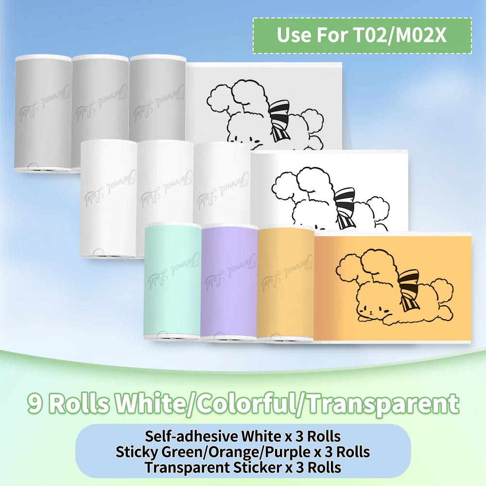 Phomemo T02/M02X Thermal Sticker Paper Roll – Self-Adhesive, 50mm x 3.5m