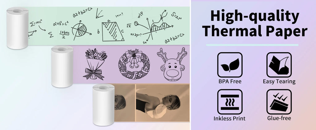 Phomemo T02/M02X Thermal Sticker Paper Roll – Self-Adhesive, 50mm x 3.5m