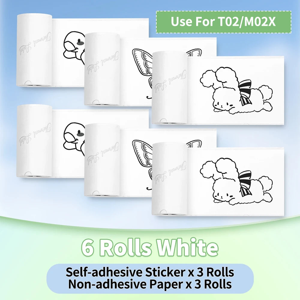 Phomemo T02/M02X Thermal Sticker Paper Roll – Self-Adhesive, 50mm x 3.5m