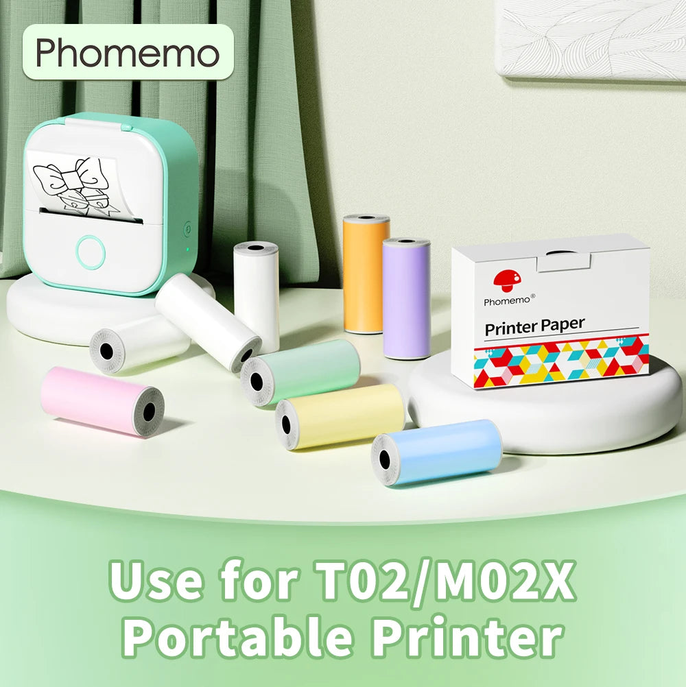 Phomemo T02/M02X Thermal Sticker Paper Roll – Self-Adhesive, 50mm x 3.5m