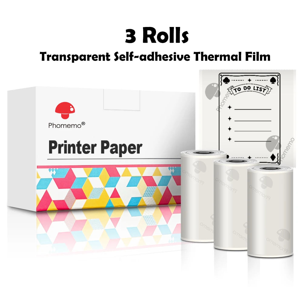 Phomemo T02/M02X Thermal Sticker Paper Roll – Self-Adhesive, 50mm x 3.5m