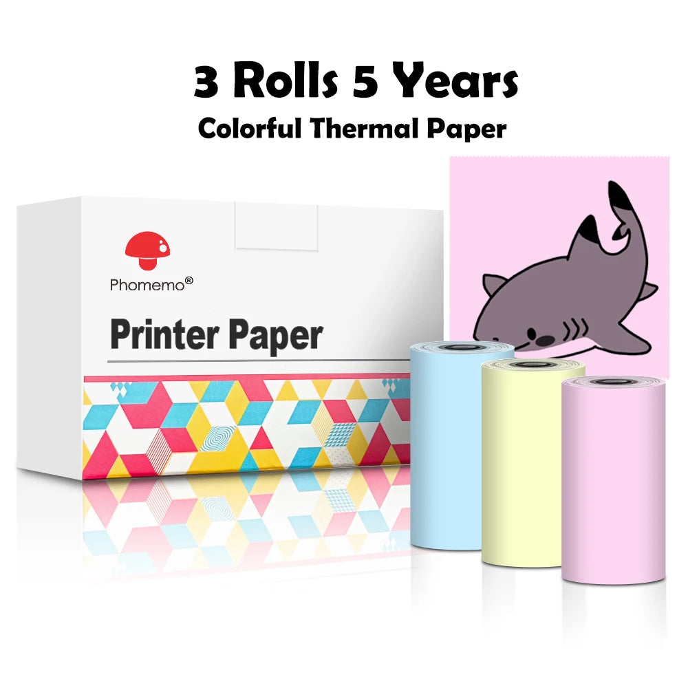 Phomemo T02/M02X Thermal Sticker Paper Roll – Self-Adhesive, 50mm x 3.5m
