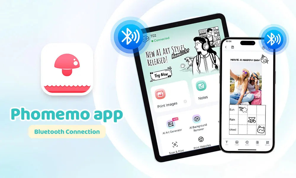 Phomemo T02 Mini Thermal Printer – Wireless Pocket Printer for DIY, Journals & Gifts