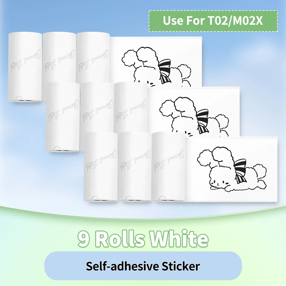 Phomemo T02/M02X Thermal Sticker Paper Roll – Self-Adhesive, 50mm x 3.5m