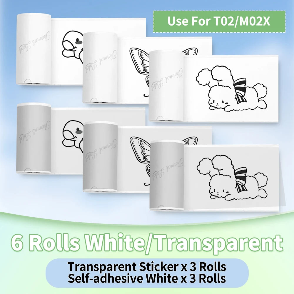 Phomemo T02/M02X Thermal Sticker Paper Roll – Self-Adhesive, 50mm x 3.5m