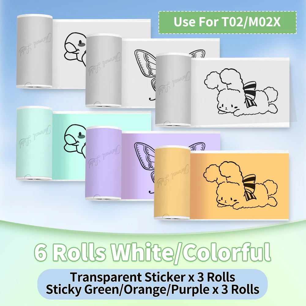 Phomemo T02/M02X Thermal Sticker Paper Roll – Self-Adhesive, 50mm x 3.5m