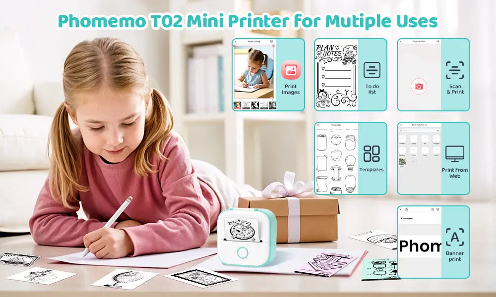Phomemo T02 Mini Thermal Printer – Wireless Pocket Printer for DIY, Journals & Gifts