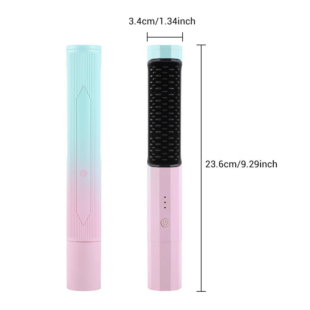 Rechargeable Wireless Straightening Comb – Dual-Purpose Hair Curler & Straightener with USB Charging