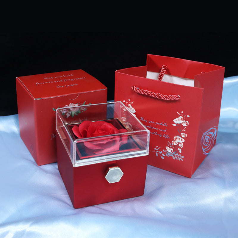 Rotating Rose Soap Flower Gift Box Jewelry Packaging