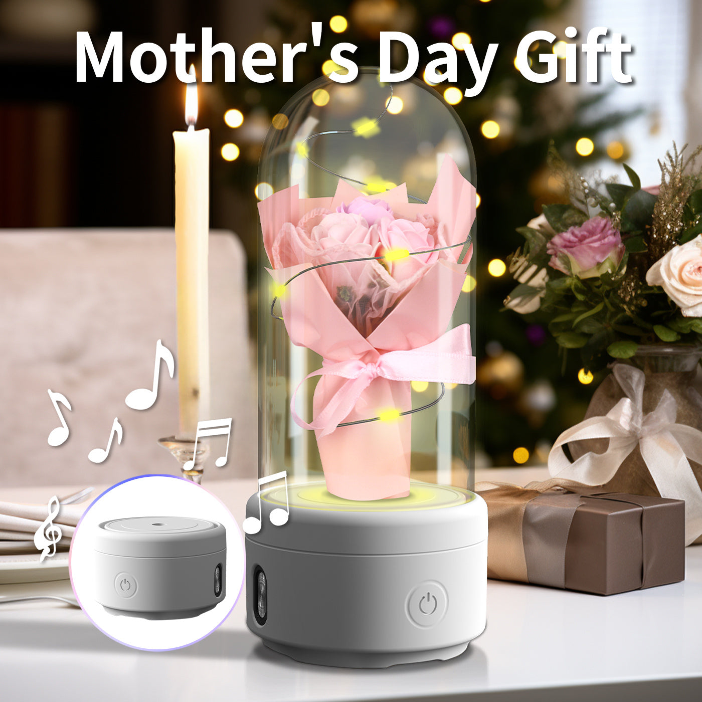2 In 1 LED Rose Light Bluetooth Speaker Gift