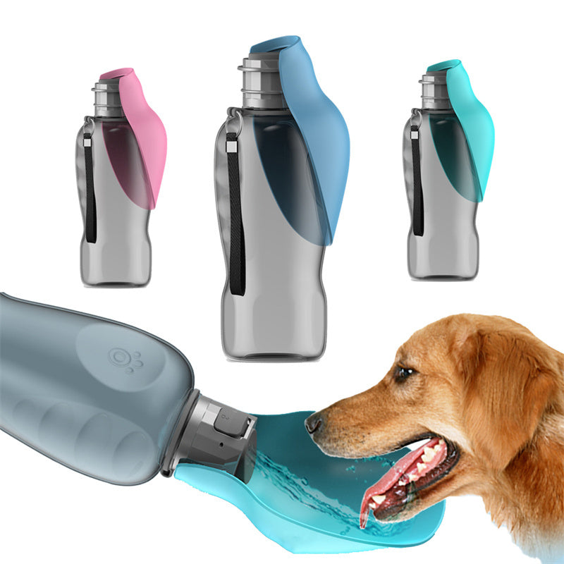 800ml Portable Dog Water Bottle with Foldable Bowl – Leakproof for Outdoor Walking