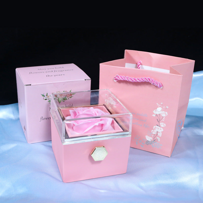 Rotating Rose Soap Flower Gift Box Jewelry Packaging